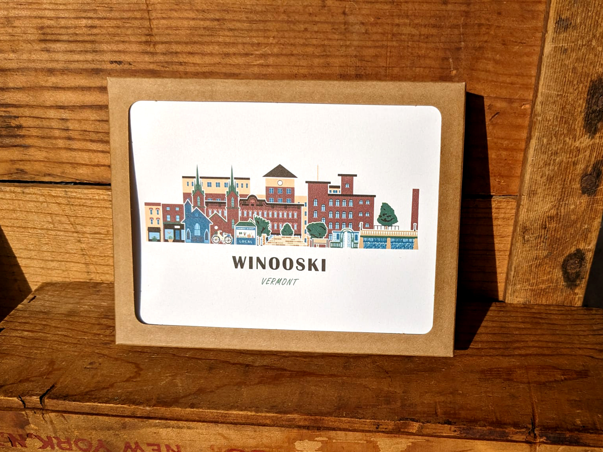 Winooski Vermont Cityscape | Blank Note Card Set | 6 A2 Cards + Envelopes